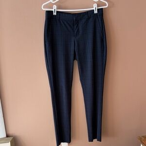 Banana Republic Women's Navy Plaid Straight Leg Pants